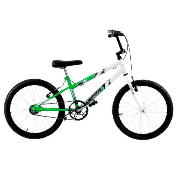 Bicicleta Rebaixada Ultra Bikes Bicolor Aro 20 Verde Kw e Branca