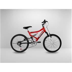 Bicicleta Vermelha Aro 20 Status Full Suspension 6V