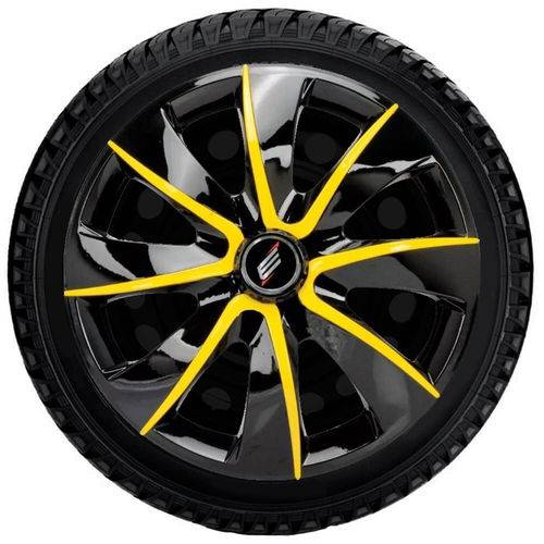 Calota Aro 13 Prime Black Yellow Universal Fiat/ford/gm/vw