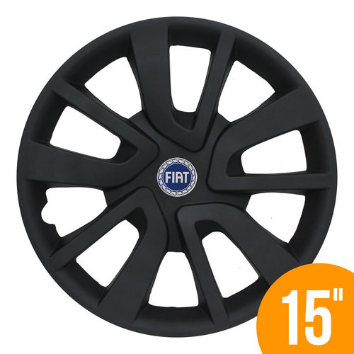 Calota Aro 15 Preto Fosco 869ar Pof Aro de Pressão + Emblema Fiat a