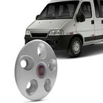 Calota Centro De Roda Fiat Ducato 1997 A 2018 Prata Aro 16 Com Emblema Fixação Por Parafuso