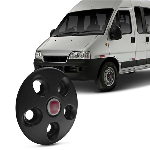 Calota Centro de Roda Fiat Ducato 1997 a 2018 Preto Aro 16 com Emblema Fixação por Parafuso