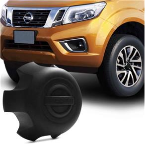 Calota Centro de Roda Nissan Frontier 97 a 18 Xterra 02 a 08 Preta Emblema Fixação por Encaixe