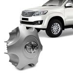 Calota Centro De Roda Toyota Hilux 2013 2014 Prata Com Emblema Fixação Por Encaixe