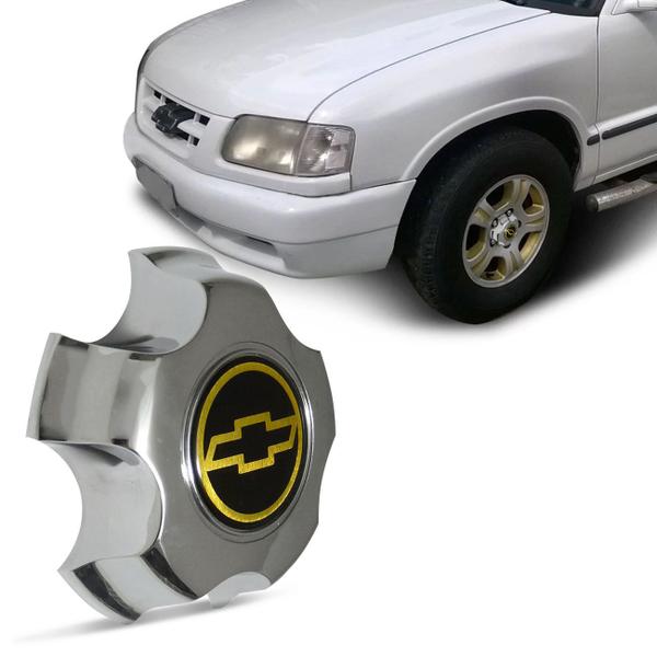 Calota Centro Miolo de Roda Chevrolet S10 Blazer 1995 a 1997 Cromado com Emblema Fixação por Encaixe - Emblemax