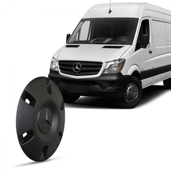 Calota Centro Miolo de Roda Mercedes-Benz Sprinter 311 415 12 a 19 Preto 5 Furos com Emblema - Emblemax