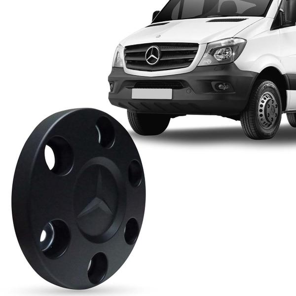 Calota Centro Miolo de Roda Mercedes-Benz Sprinter 515 2012 a 2018 Preto 5 Furos com Emblema - Emblemax