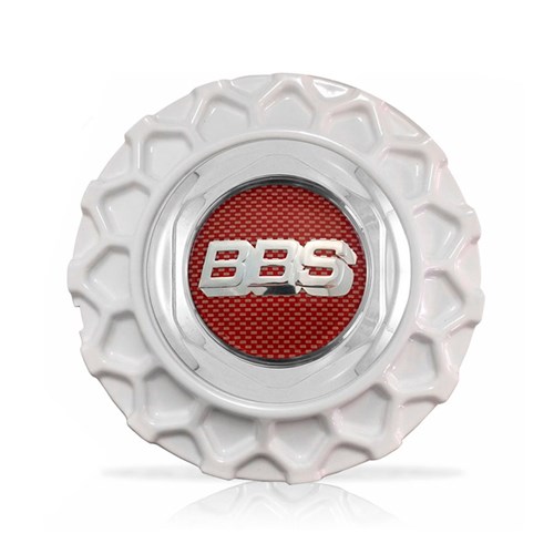 Calota Centro Roda Brw Bbs 900 Branca Cromada Emblema Fibra Vermelha Calota