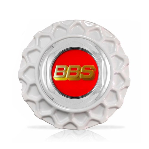 Calota Centro Roda Brw Bbs 900 Branca Cromada Emblema Vermelha Calota