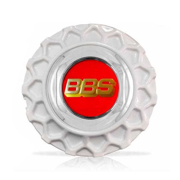 Calota Centro Roda BRW BBS 900 Branca Cromada Emblema Vermelha
