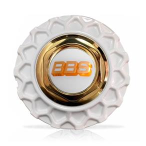 Calota Centro Roda BRW BBS 900 Branca Dourada Emblema Branca Calota