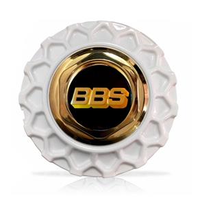Calota Centro Roda BRW BBS 900 Branca Dourada Emblema Preta Calota