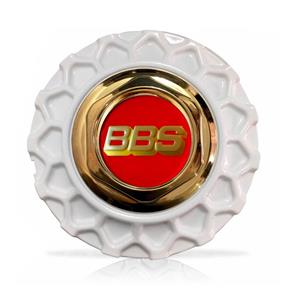 Calota Centro Roda BRW BBS 900 Branca Dourada Emblema Vermelha Calota