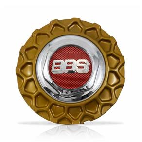 Calota Centro Roda BRW BBS 900 Dourada Cromada Emblema Fibra Vermelha Calota