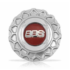 Calota Centro Roda BRW BBS 900 Prata Cromada Emblema Fibra Vermelha Calota