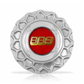 Calota Centro Roda BRW BBS 900 Prata Cromada Emblema Vermelha Calota