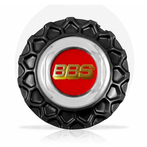 Calota Centro Roda Brw Bbs 900 Preta Cromada Emblema Fibra Vermelha Calota