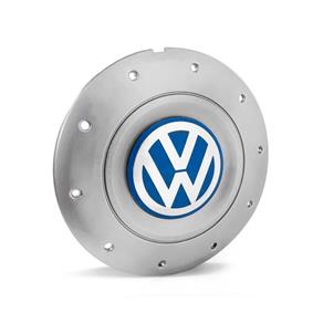 Calota Centro Roda Ferro VW Amarok Aro 13 14 15 4 Furos Prata Emblema Azul Calota