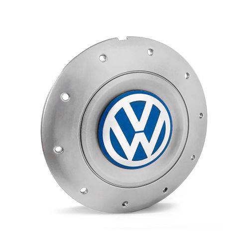 Calota Centro Roda Ferro Vw Amarok Aro 13 14 15 4 Furos Prata Emblema Azul