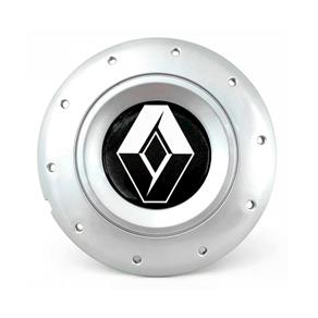 Calota Centro Roda Ferro VW Amarok Aro 13 14 15 4 Furos Prata Emblema Renault Preto Calota