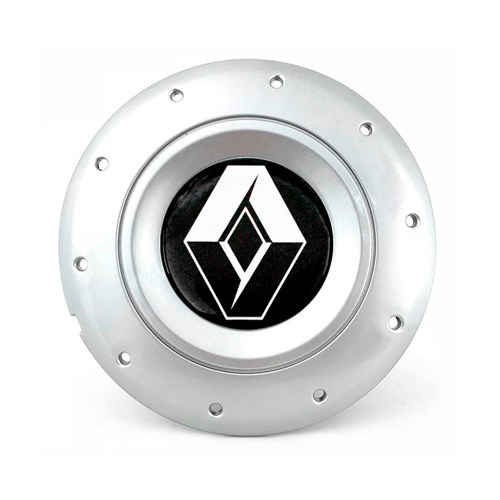 Calota Centro Roda Ferro Vw Amarok Aro 13 14 15 4 Furos Prata Emblema Renault Preto Calota