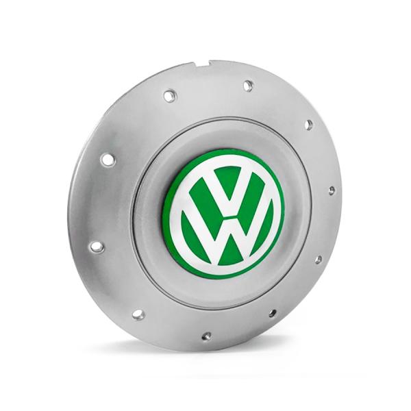 Calota Centro Roda Ferro Vw Amarok Aro 14 15 5 Furos Prata Emblema Verde