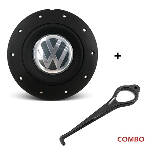 Calota Centro Roda Ferro Vw Amarok Aro 13 14 15 4 Furos Preta Fosca + Chave de Remoção Calota