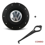 Calota Centro Roda Ferro VW Amarok Aro 13 14 15 4 Furos Preta Fosca + Chave de remoção