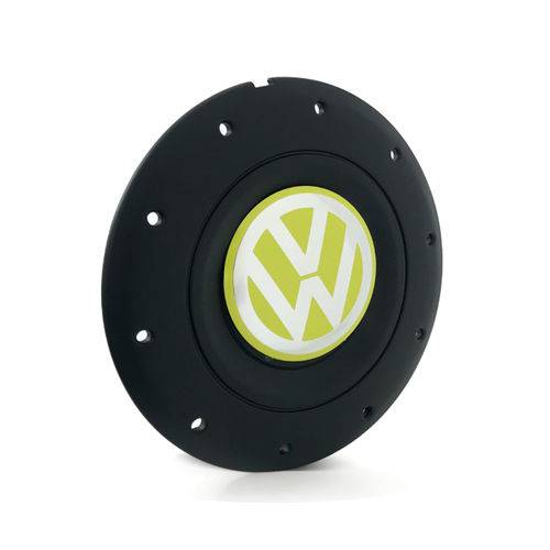 Calota Centro Roda Ferro Vw Amarok Aro 13 14 15 4 Furos Preta Fosca Emblema Amarelo