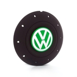 Calota Centro Roda Ferro VW Amarok Aro 13 14 15 4 Furos Preta Fosca Emblema Verde