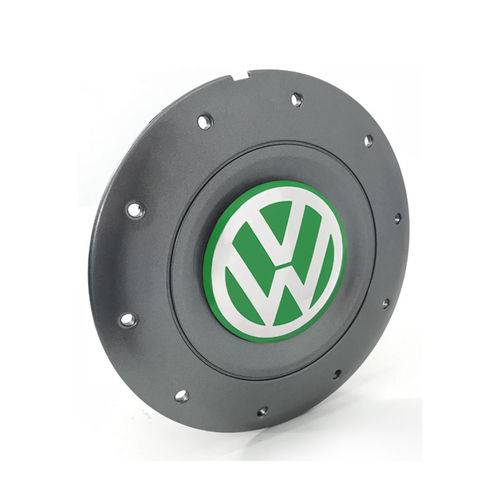 Calota Centro Roda Ferro Vw Amarok Aro 14 15 4 Furos Grafite Emblema Verde