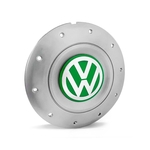 Calota Centro Roda Ferro VW Amarok Aro 13 14 15 4 Furos Prata Emblema Verde