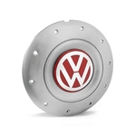 Calota Centro Roda Ferro VW Amarok Aro 14 15 5 Furos Prata Emblema Vermelha