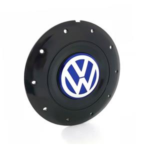 Calota Centro Roda Ferro VW Amarok Aro 14 15 5 Furos Preta Brilhante Emblema Azul Calota