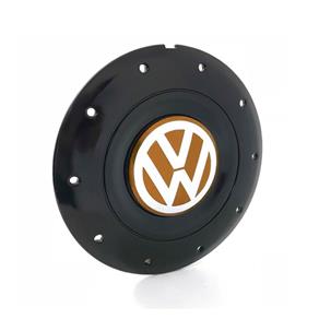 Calota Centro Roda Ferro VW Amarok Aro 14 15 5 Furos Preta Brilhante Emblema Laranja Calota