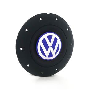 Calota Centro Roda Ferro VW Amarok Aro 13 14 15 4 Furos Preta Fosca Emblema Azul Calota