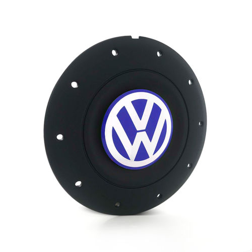 Calota Centro Roda Ferro Vw Amarok Aro 14 15 5 Furos Preta Fosca Emblema Azul