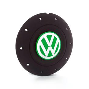 Calota Centro Roda Ferro VW Amarok Aro 13 14 15 4 Furos Preta Fosca Emblema Verde Calota