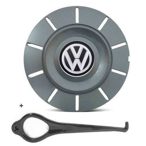 Calota Centro Roda Ferro Vw Amarok New Aro 13 14 15 4 Furos Grafite + Chave