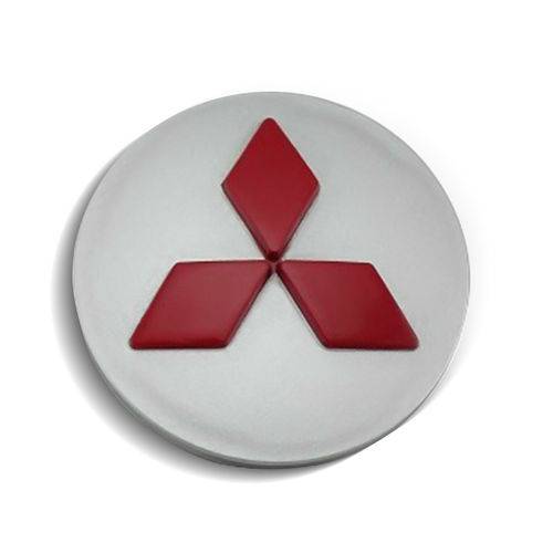 Calota Centro Roda Mitsubishi Lancer Prata Vermelha Relevo