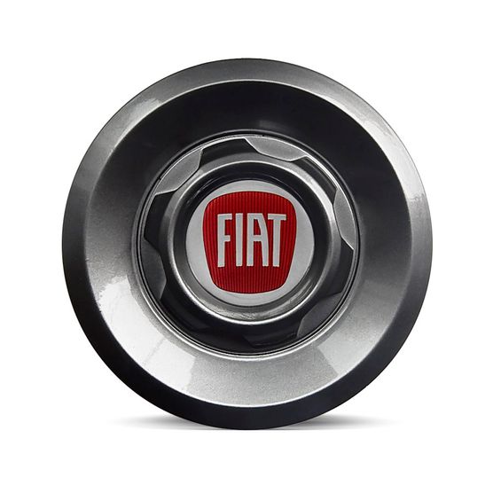 Calota Centro Roda VW Saveiro Modelo Novo 4 Furos Grafite Brilhante Emblema Fiat Vermelho