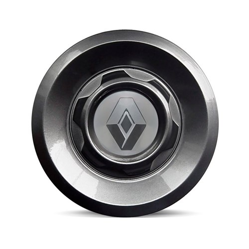 Calota Centro Roda Vw Saveiro Modelo Novo 4 Furos Grafite Brilhante Emblema Renault Prata Calota