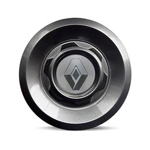 Calota Centro Roda VW Saveiro Modelo Novo 4 Furos Grafite Brilhante Emblema Renault Prata Calota