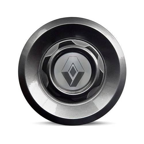 Calota Centro Roda Vw Saveiro Modelo Novo 4 Furos Grafite Brilhante Emblema Renault Prata