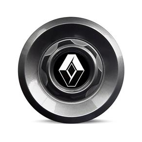 Calota Centro Roda VW Saveiro Modelo Novo 4 Furos Grafite Brilhante Emblema Renault Preto Calota