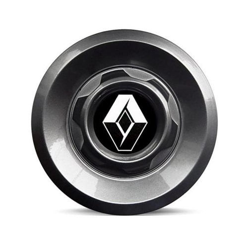 Calota Centro Roda VW Saveiro Modelo Novo 4 Furos Grafite Brilhante Emblema Renault Preto