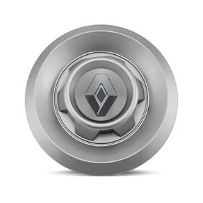 Calota Centro Roda VW Saveiro Modelo Novo 4 Furos Prata Emblema Renault Prata Calota