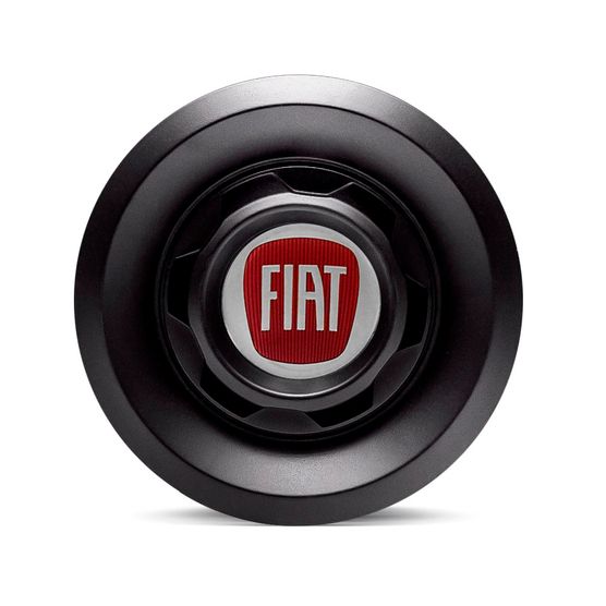 Calota Centro Roda VW Saveiro Modelo Novo 4 Furos Preta Brilhante Emblema Fiat Vermelho