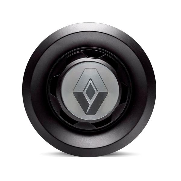 Calota Centro Roda Vw Saveiro Modelo Novo 4 Furos Preta Brilhante Emblema Renault Prata