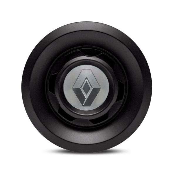 Calota Centro Roda VW Saveiro Modelo Novo 4 Furos Preta Fosca Emblema Renault Prata